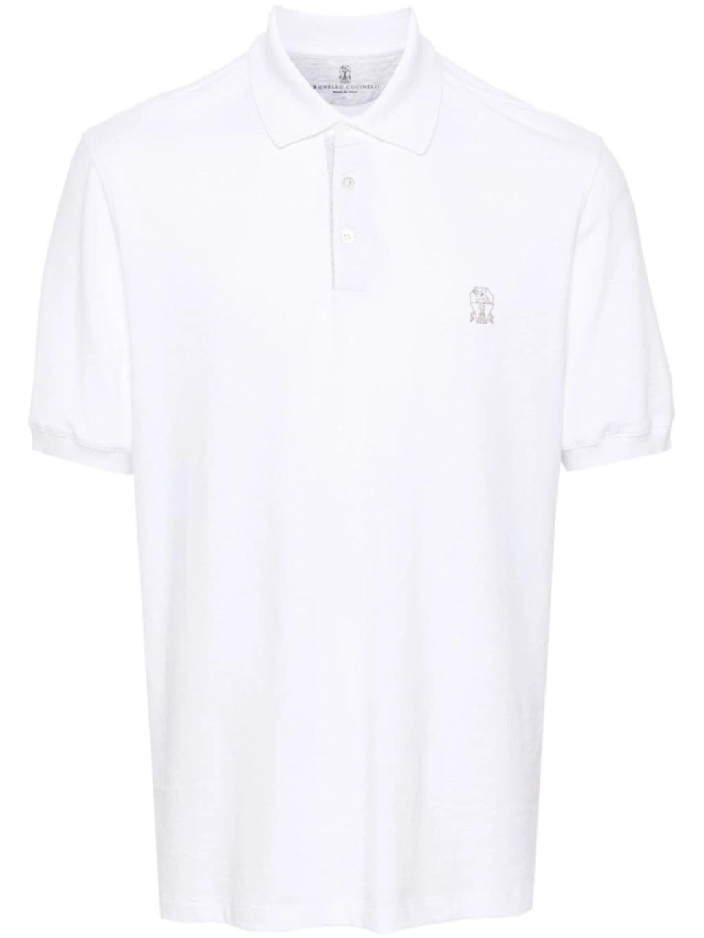 BRUNELLO CUCINELLI Classic Polo Shirt In Bianco Creta Perla Product Image