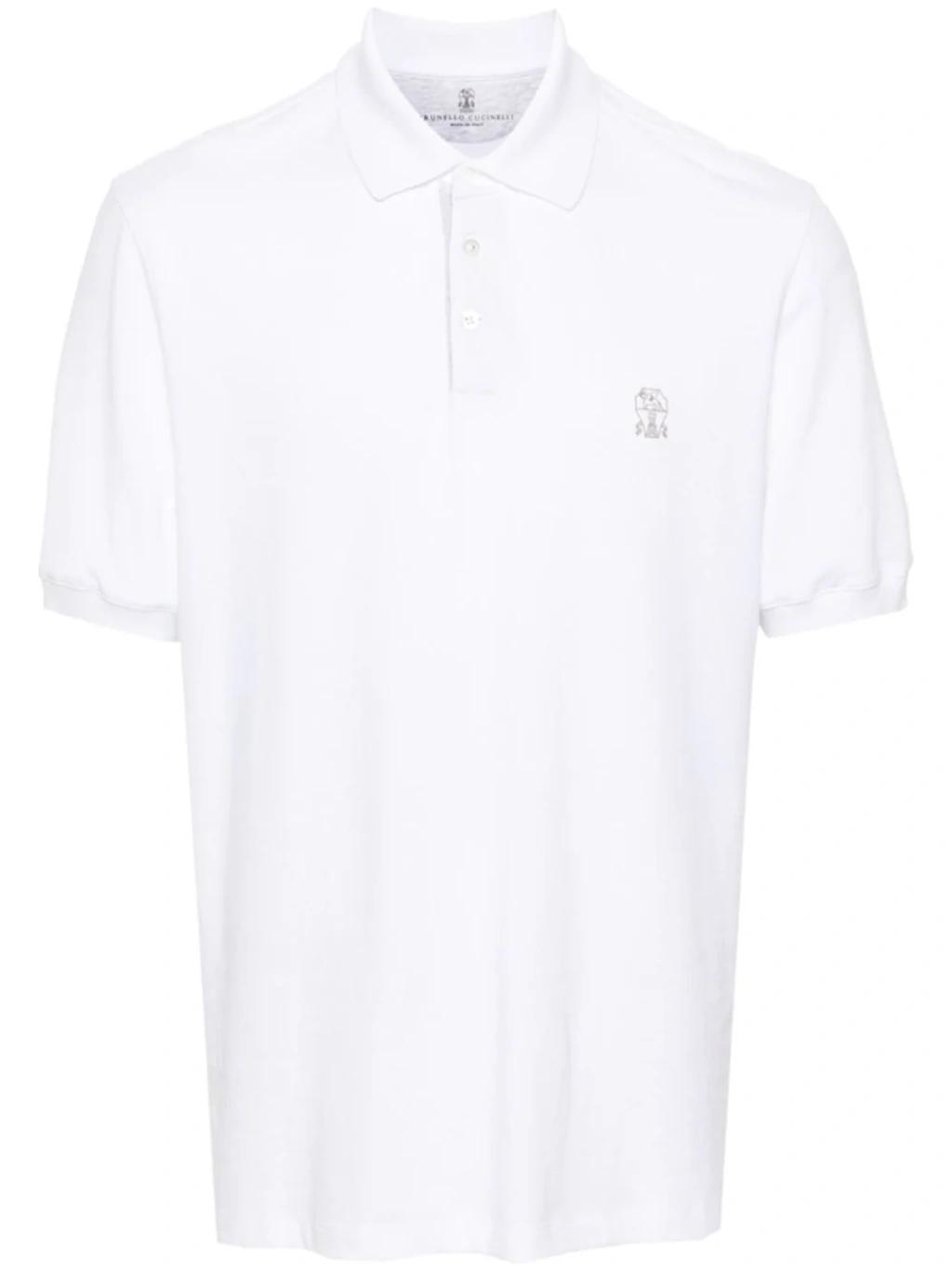 BRUNELLO CUCINELLI Classic Polo Shirt In Bianco Creta Perla Product Image