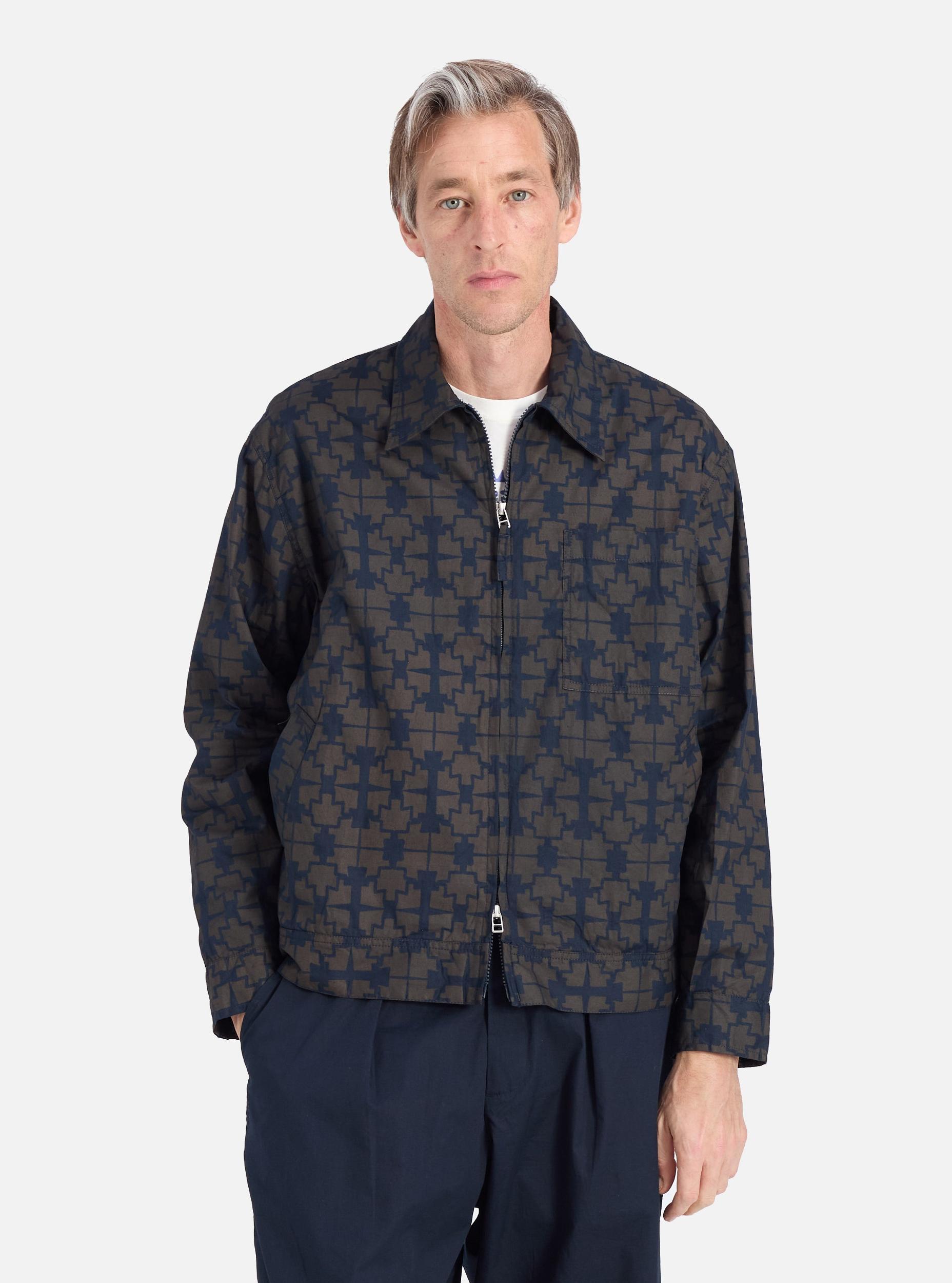 Universal Works Rose Bowl Jacket in Navy Mitla Print Cotton Product Image