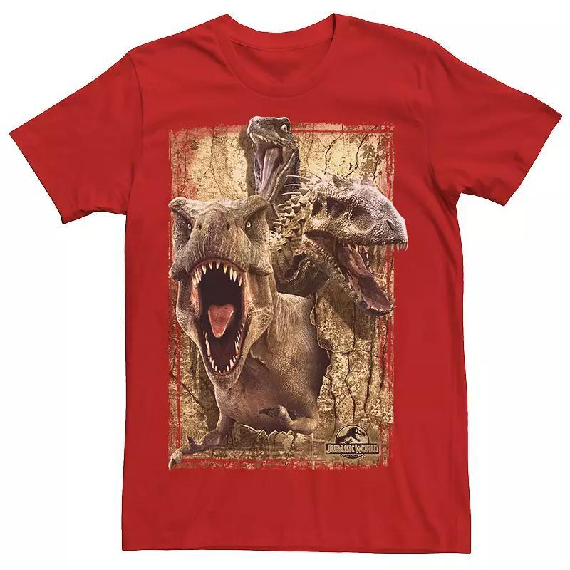 Men's Jurassic World Killer Dinosaur Collage Tee, Size: 3XL, Grey Heather Product Image