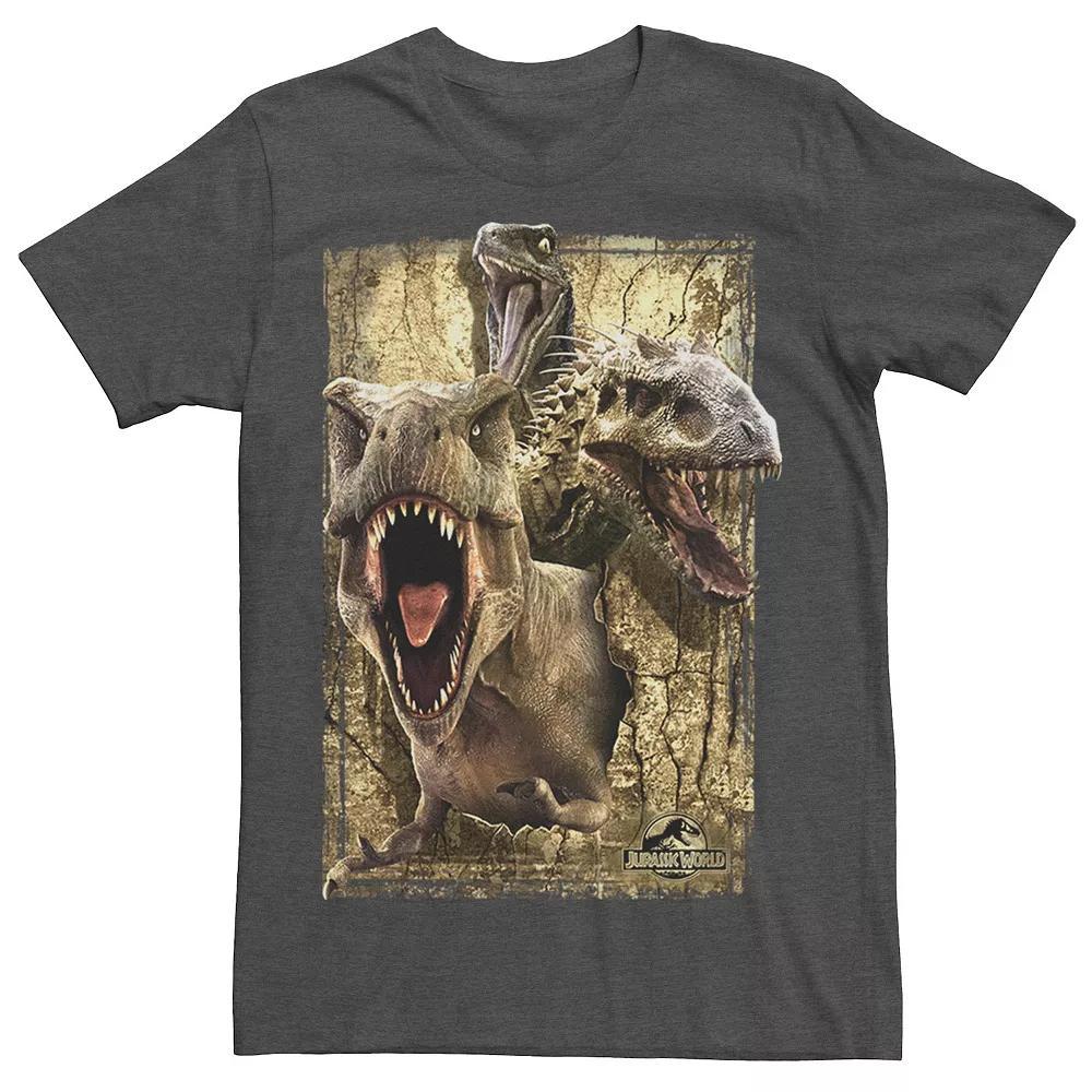 Men's Jurassic World Killer Dinosaur Collage Tee, Size: 3XL, Grey Heather Product Image