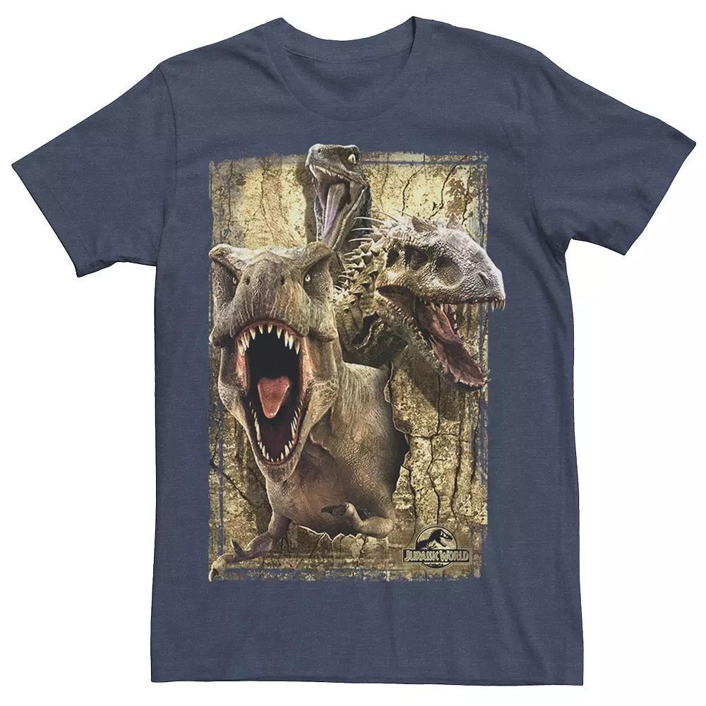 Men's Jurassic World Killer Dinosaur Collage Tee, Size: 3XL, Red Product Image