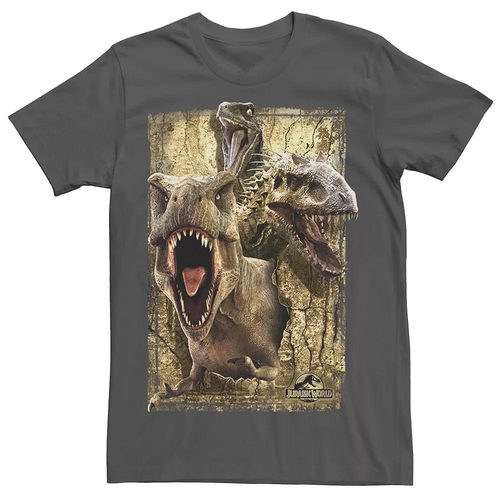 Men's Jurassic World Killer Dinosaur Collage Tee, Size: 3XL, Grey Heather Product Image