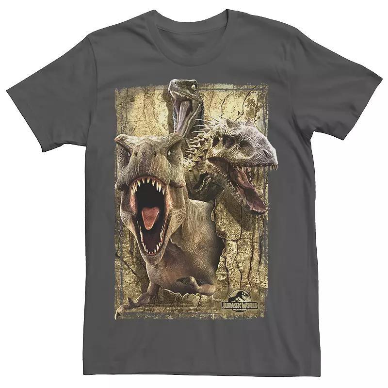 Men's Jurassic World Killer Dinosaur Collage Tee, Size: 3XL, Grey Heather Product Image