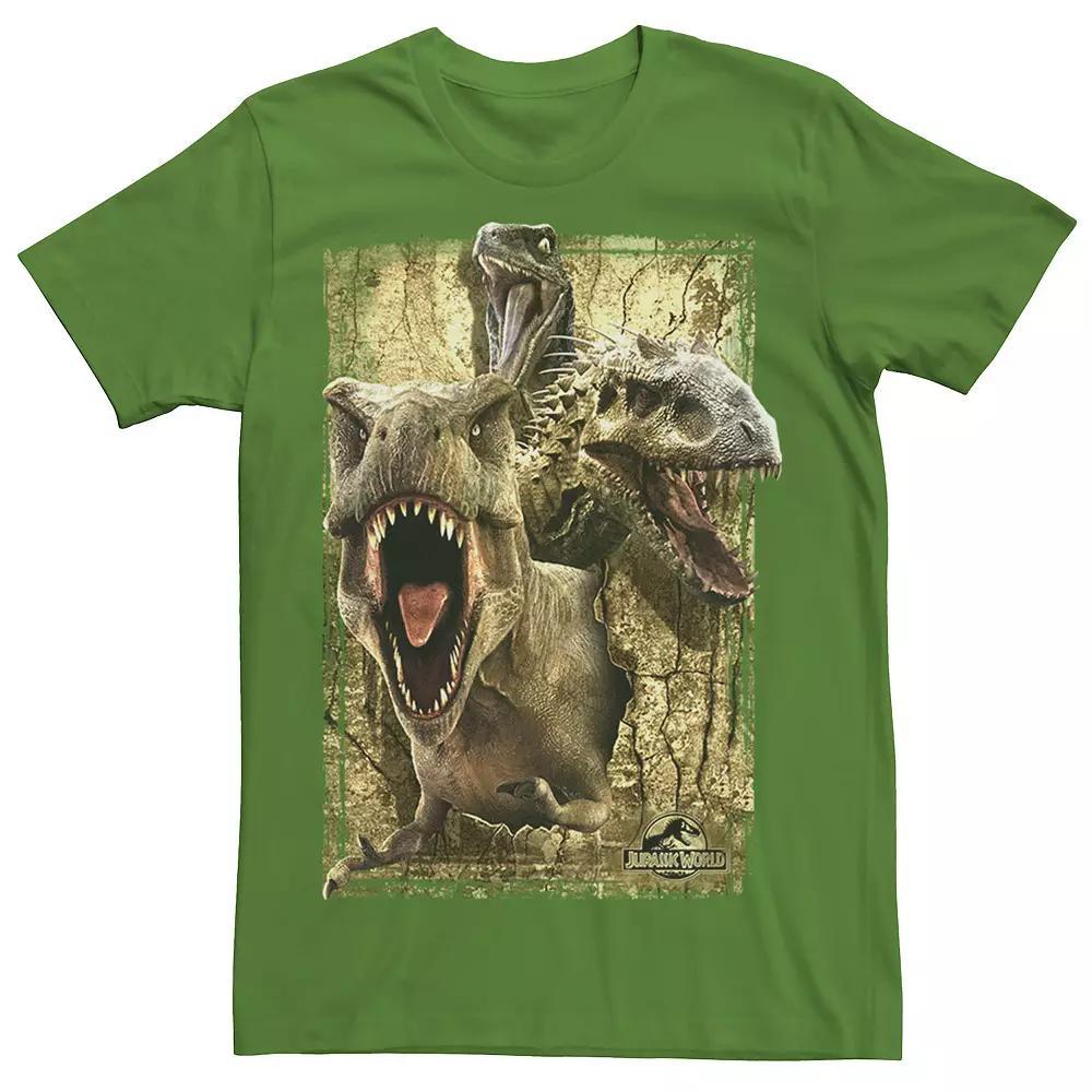Men's Jurassic World Killer Dinosaur Collage Tee, Size: 3XL, Red Product Image