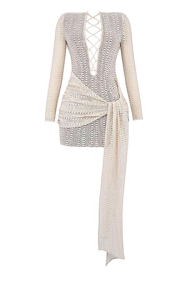Carmelita Natural Knit Lace Up Dress Product Image