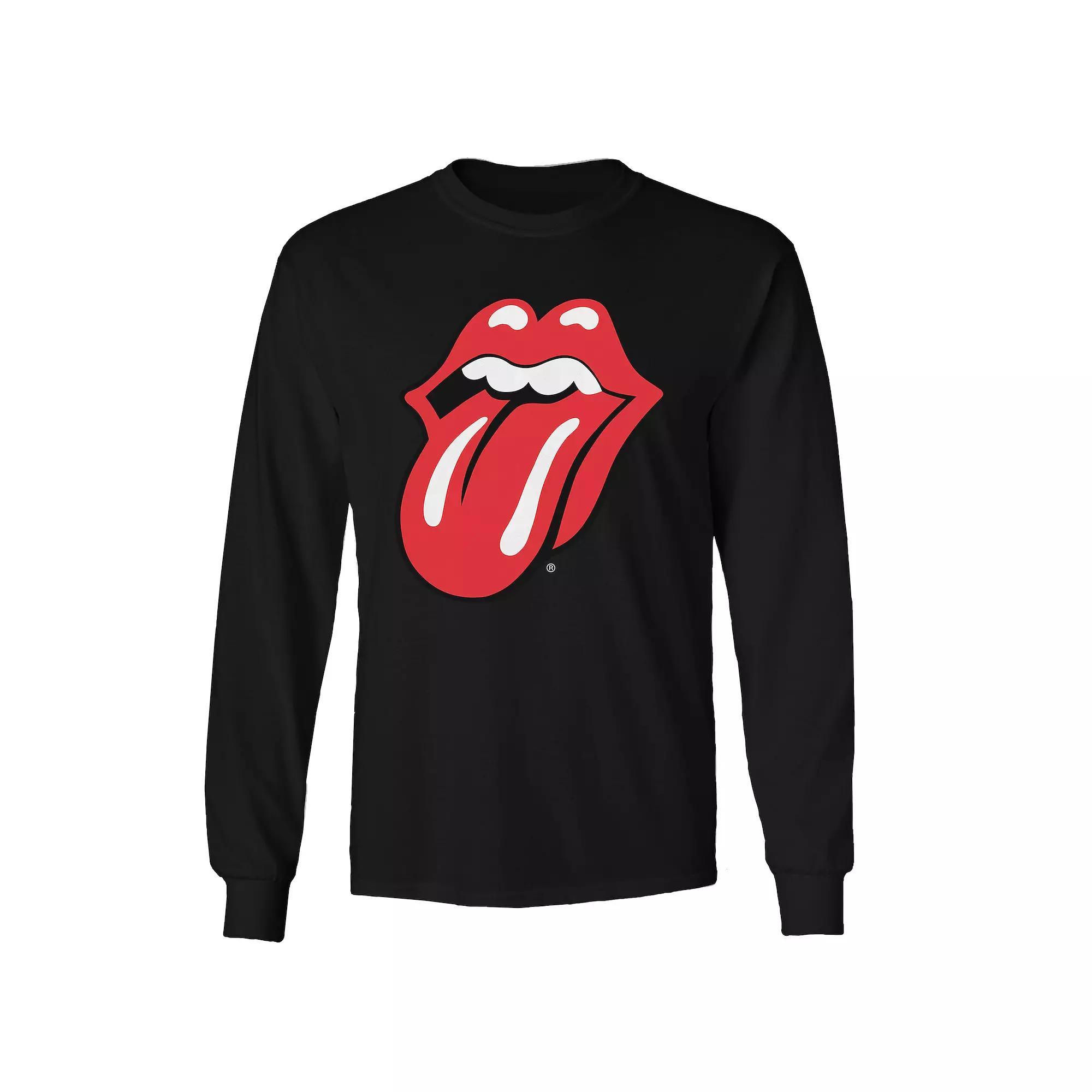Men's Rolling Stones Tongue Long Sleeve, Size: XXL, Black Product Image