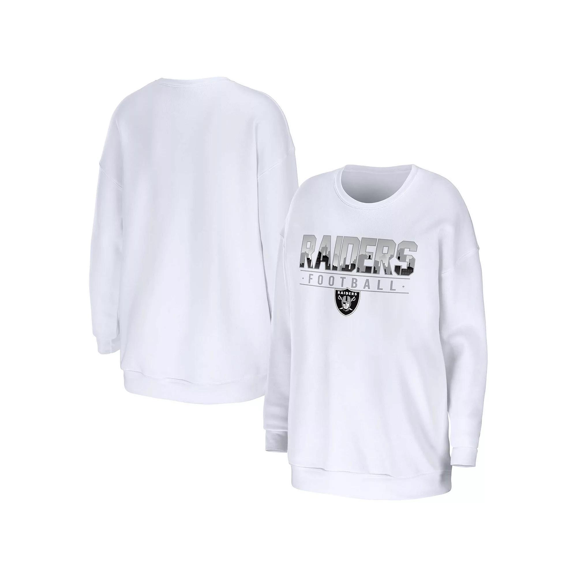 Women's WEAR by Erin Andrews White Las Vegas Raiders Domestic Pullover Sweatshirt, Size: Small, Lvr White Product Image