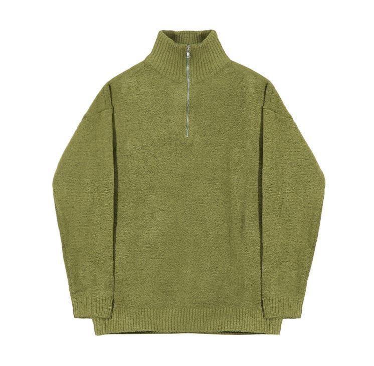 RT No. 5555 KNITTED HALF TURTLENECK COLLAR HALF ZIP-UP SWEATER Product Image