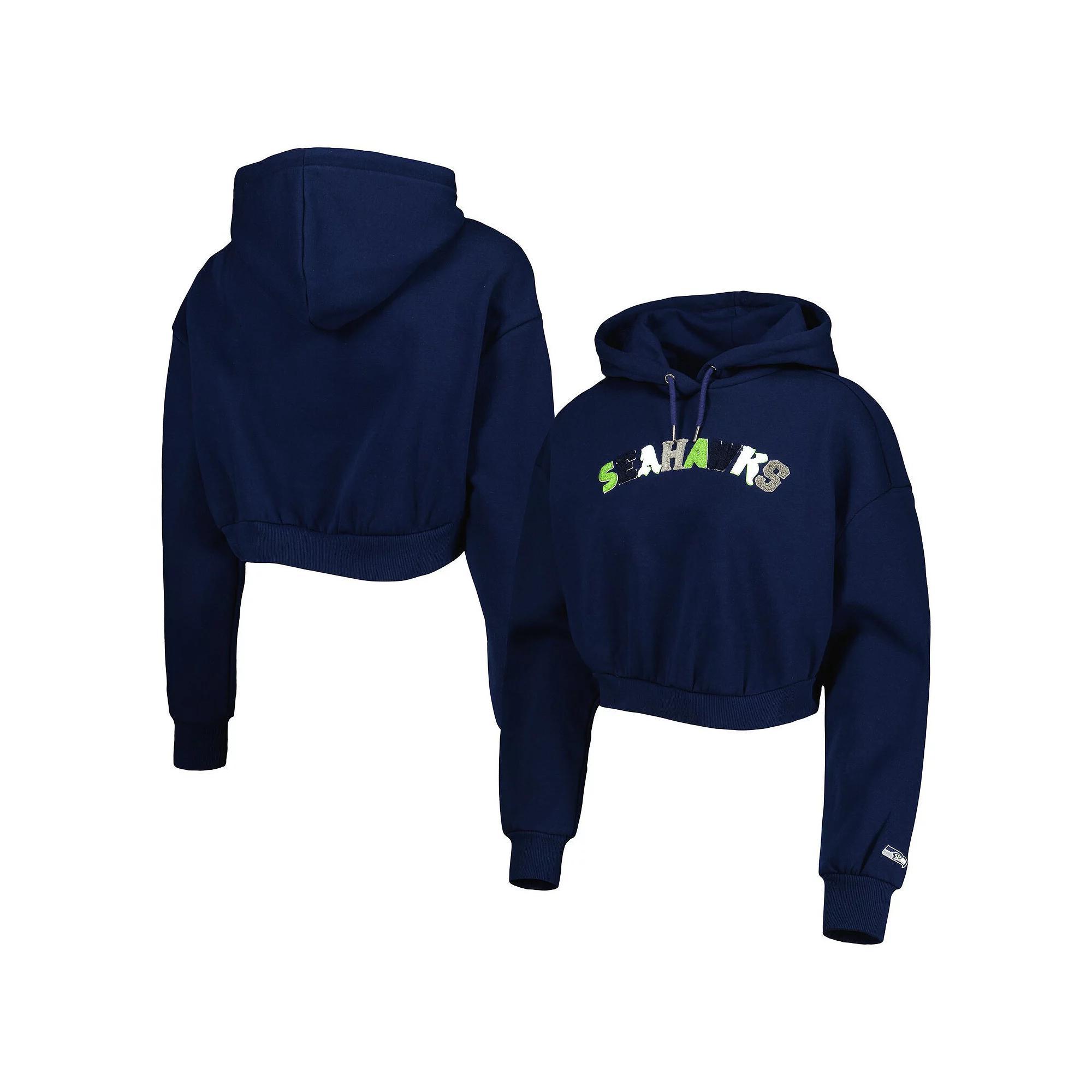 Womens The Wild Collective College Seattle Seahawks Cropped Pullover Hoodie Blue Product Image