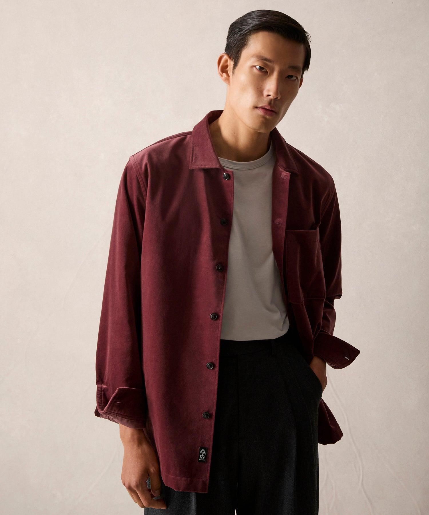 Italian Velvet Overshirt in Dove Grey Product Image