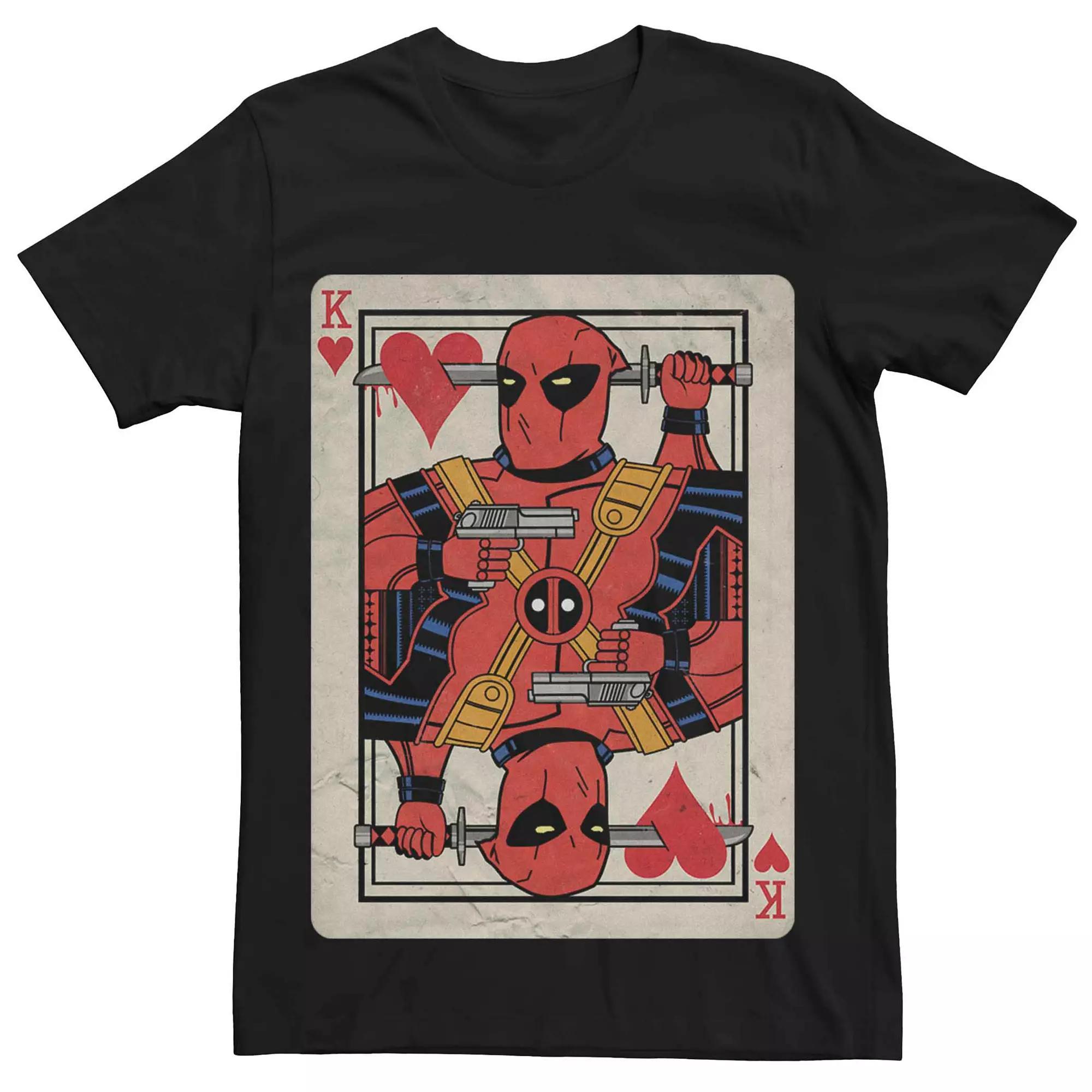 Men's Marvel Deadpool King Of Hearts Playing Card Tee, Size: Large, Black Product Image