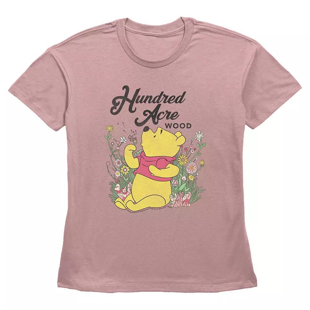 Disney's Winnie The Pooh Hundred Acre Wood Blowing Dandelions Women's Graphic Tee, Size: Small, Desert Pink Product Image