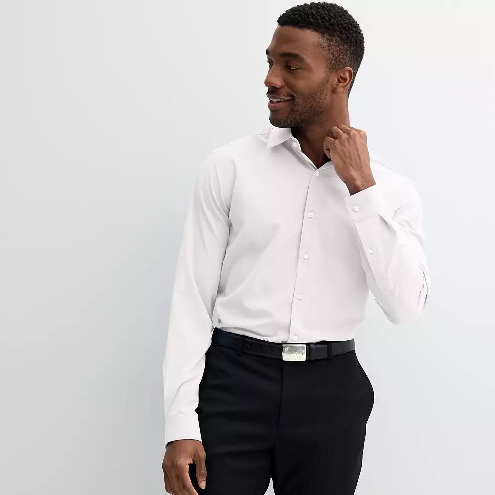 Men's Apt. 9® Performance Regular-Fit Wrinkle Resistant Dress Shirt, Size: Medium-34/35, Black Solid Product Image