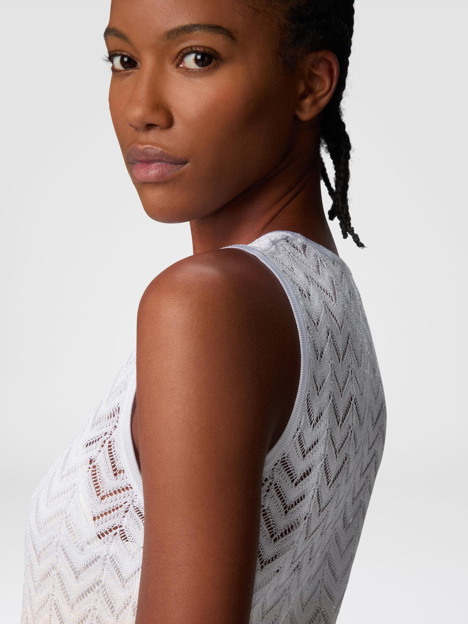 Sleeveless dress in shaded chevron viscose Product Image
