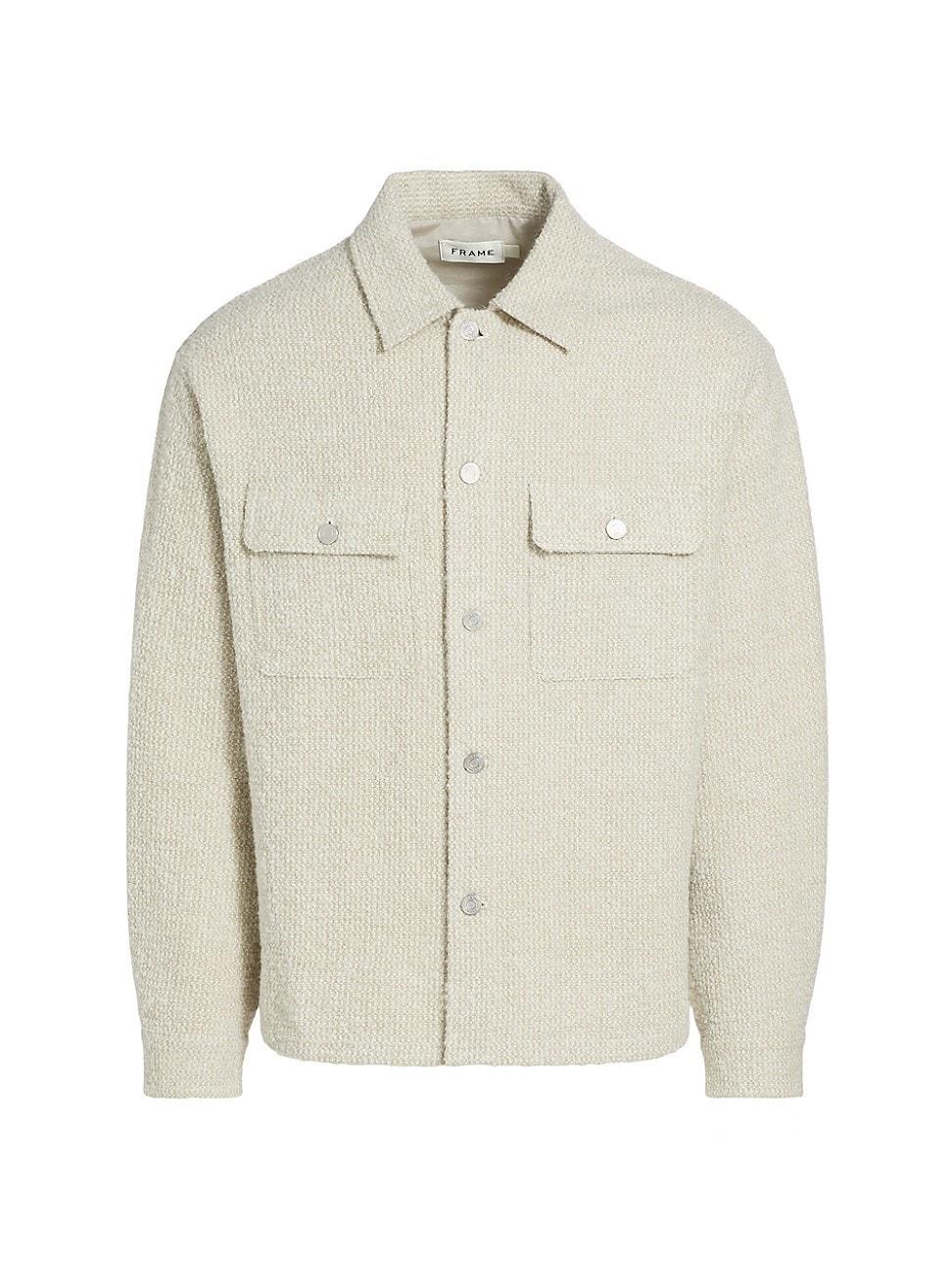 Mens Textured Terry Double-Pocket Shirt Jacket Product Image
