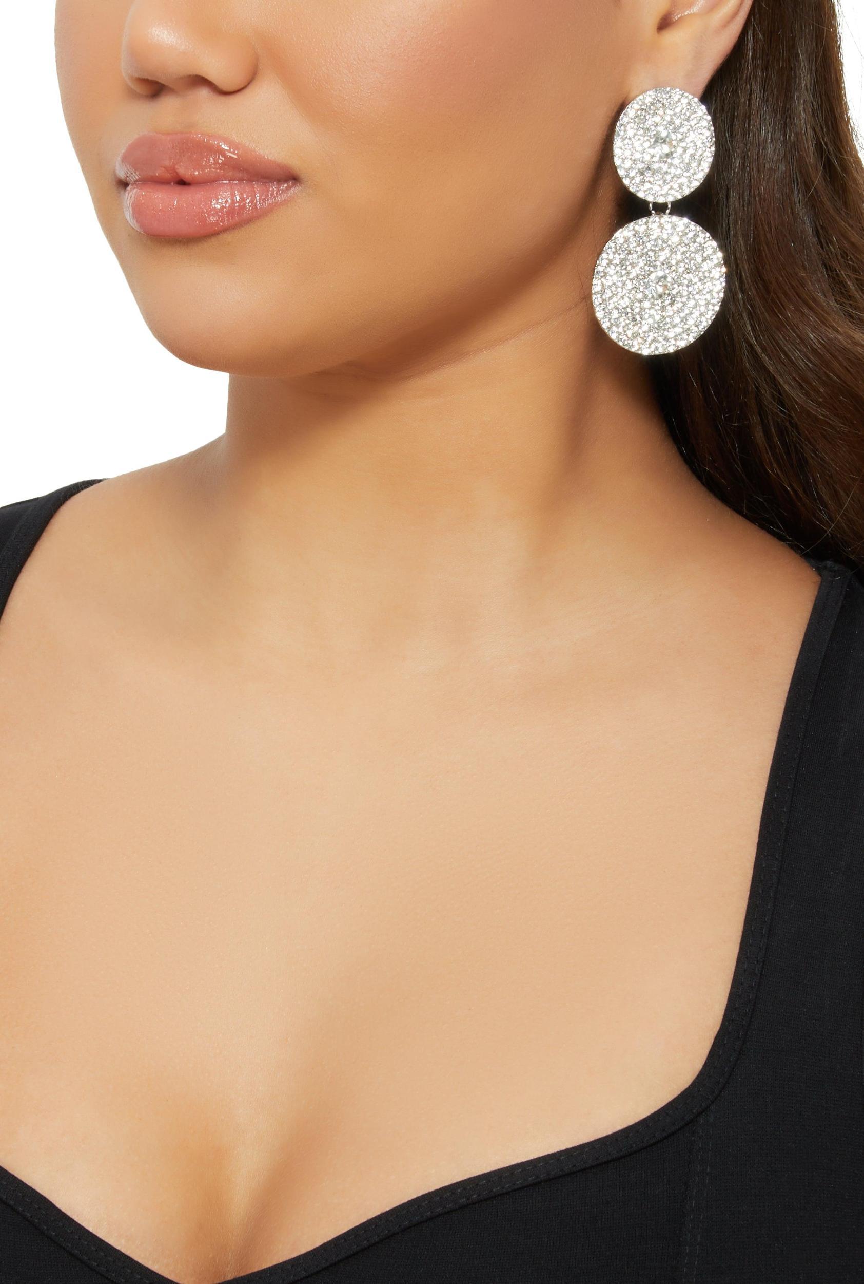 Pave Disc Drop Earrings Female Product Image