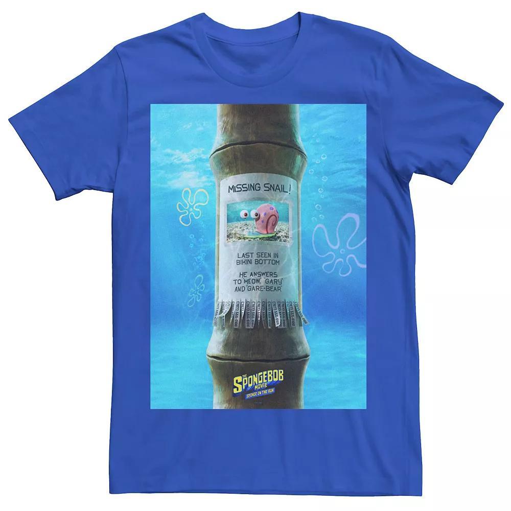 Men's SpongeBob SquarePants Movie Sponge On The Run Missing Snail Tee, Size: 3XL, Royal Product Image