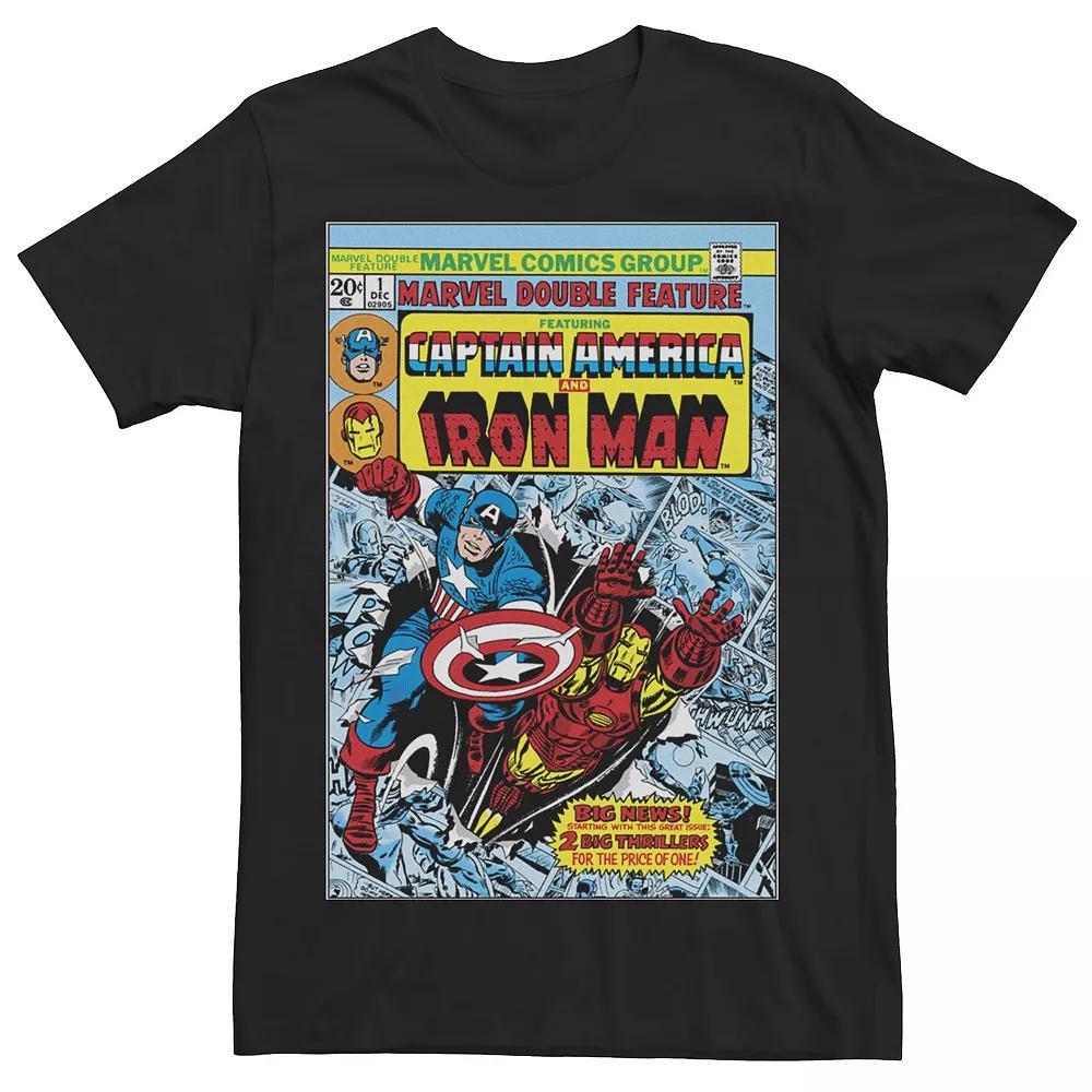 Men's Marvel Captain America And Iron Man Double Feature Comic Tee, Size: Large, Black Product Image