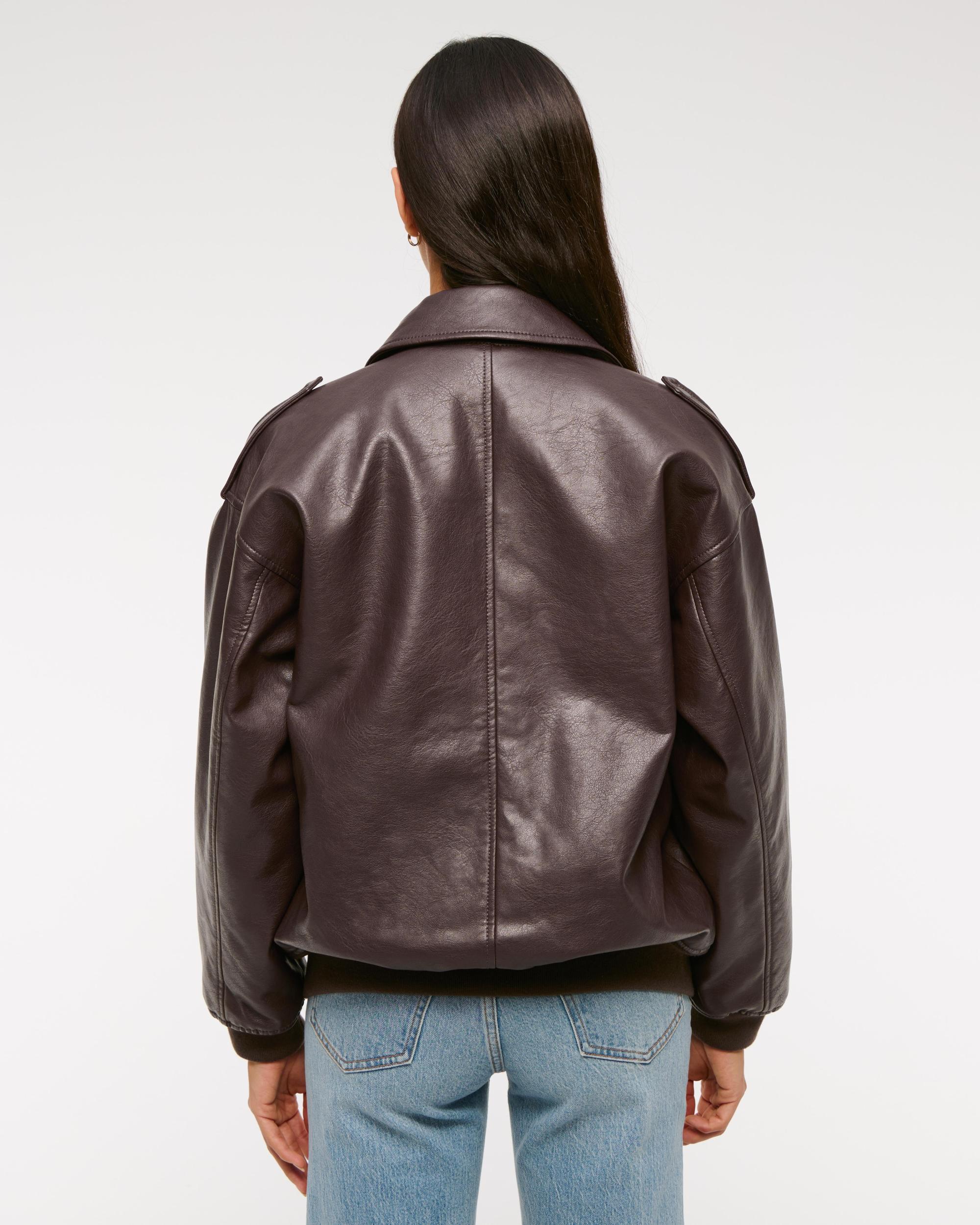 Vegan Leather Utility Bomber Jacket Product Image