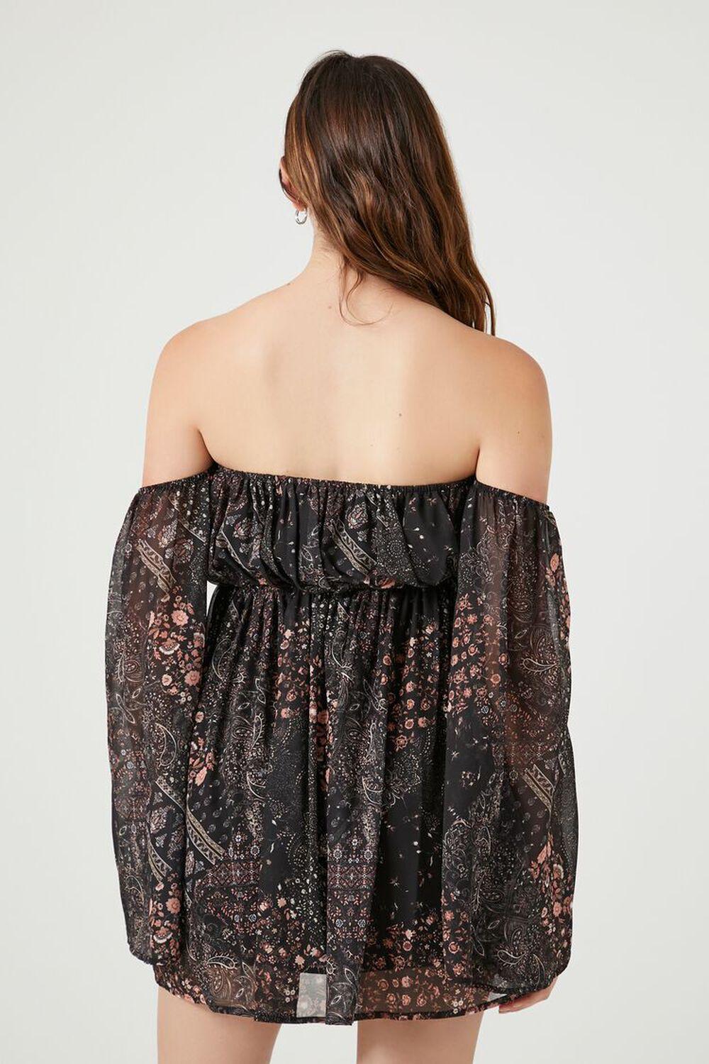 Paisley Print Off-the-Shoulder Mini Dress | Forever 21 Product Image