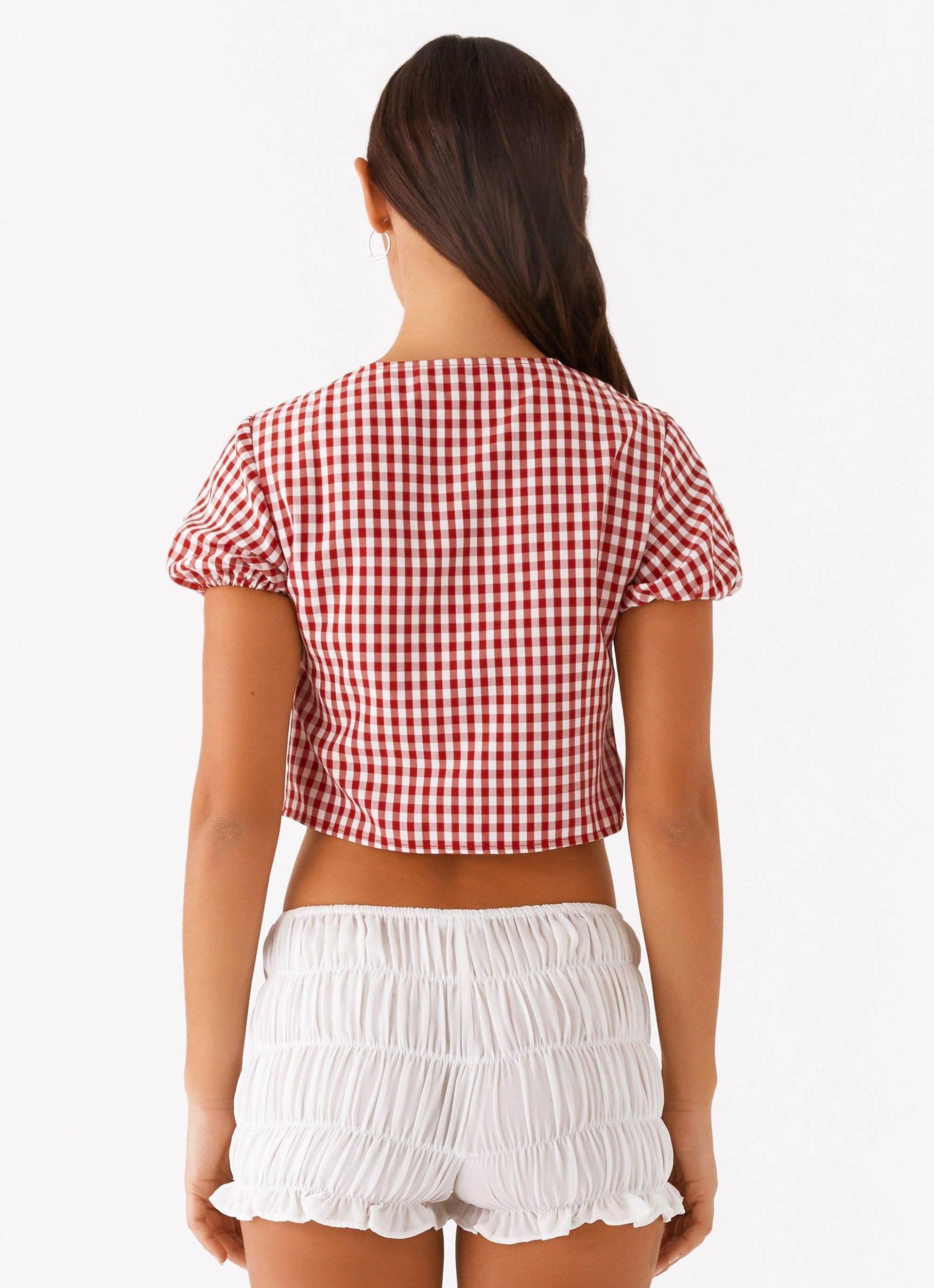 Pandora Blouse - Red Gingham Product Image
