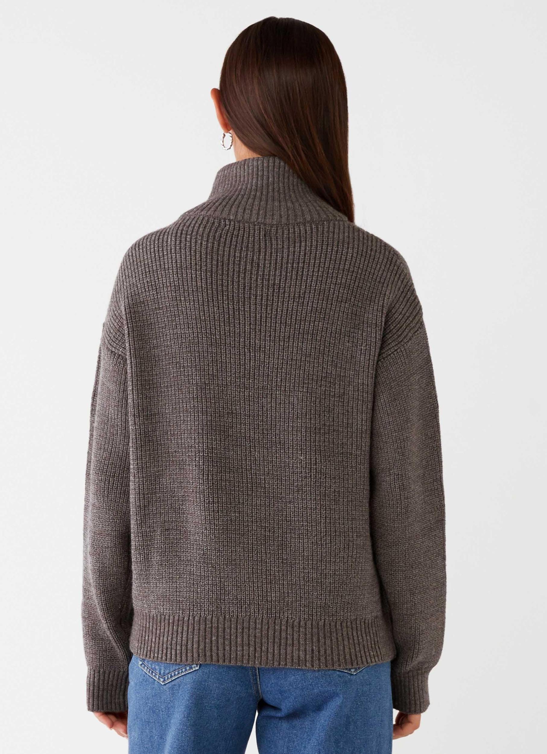 Common Ground Oversized Zip Cardigan - Charcoal Product Image