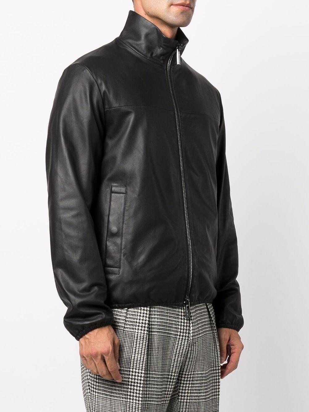 zipped leather jacket Product Image