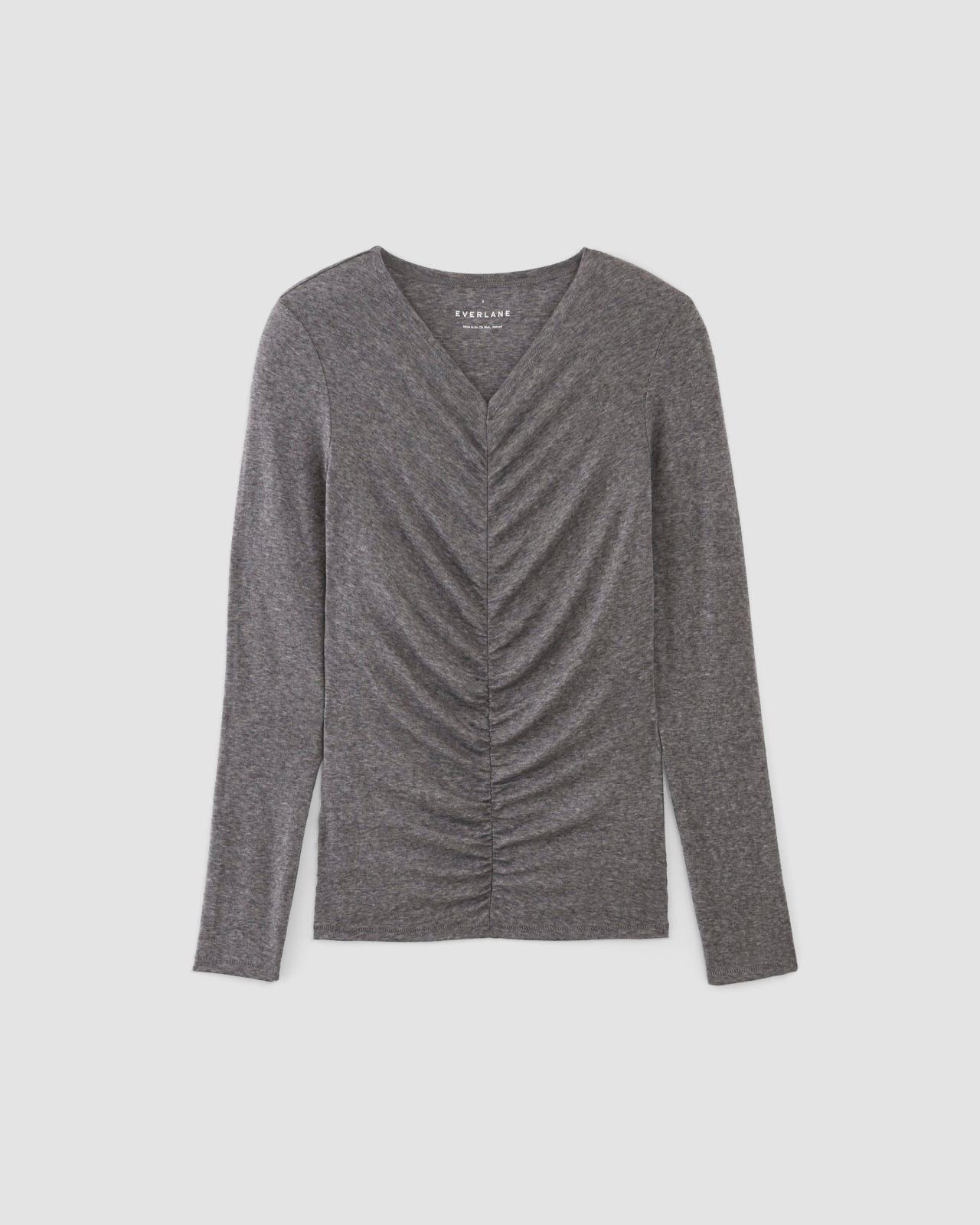 The Ruched V-Neck Tee in Butterluxe Product Image