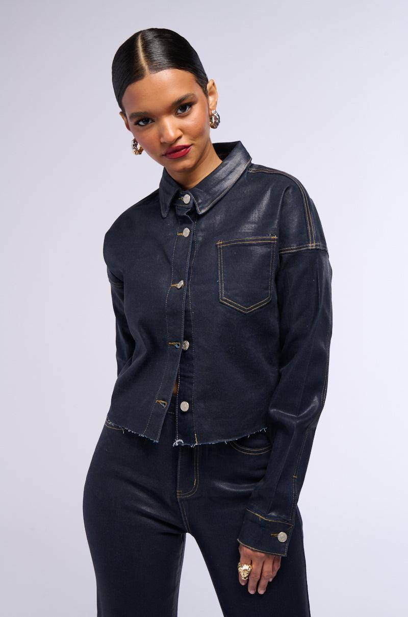 AFTER DARK DENIM BUTTON UP TOP Product Image