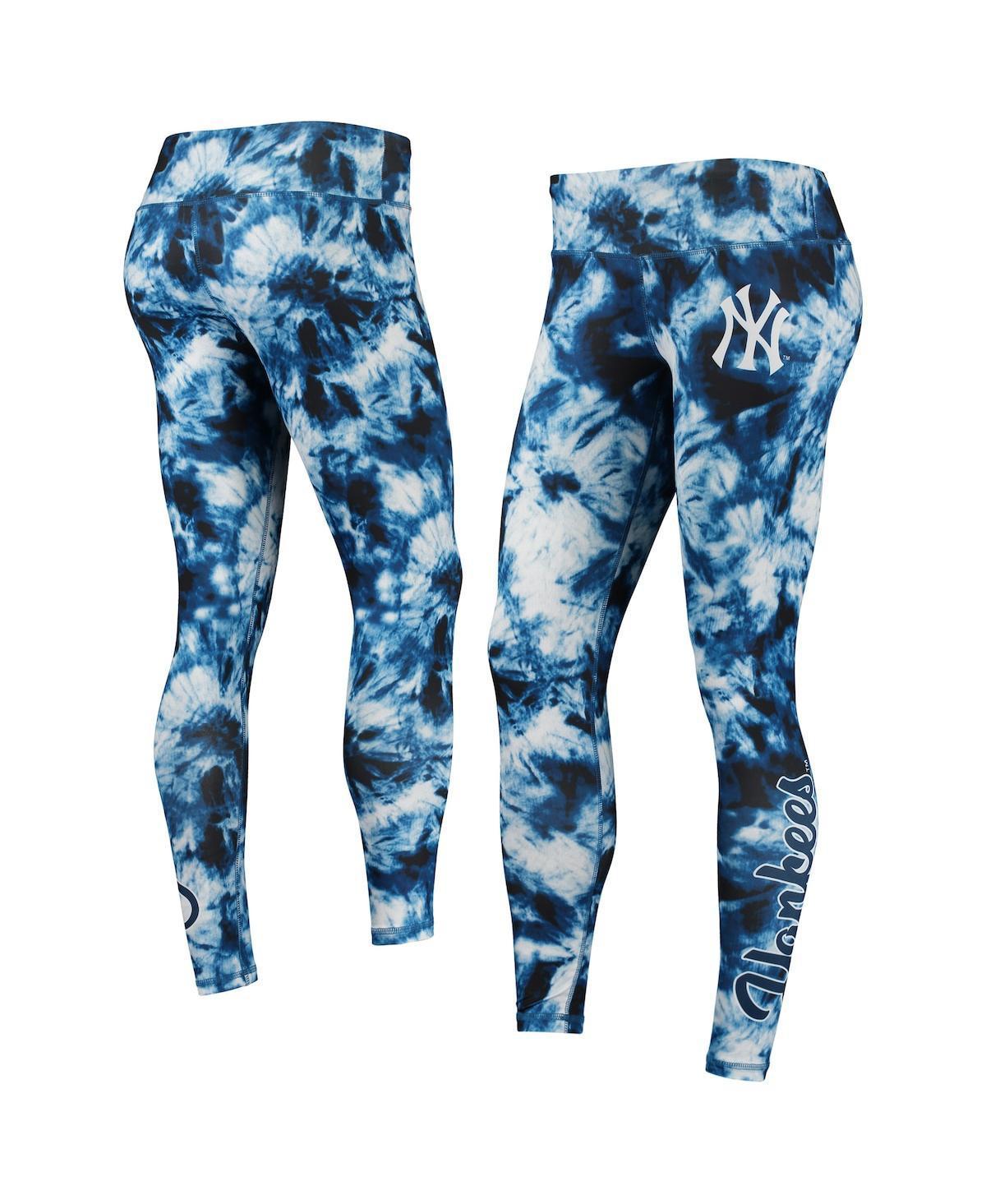 Women's FOCO Navy New York Yankees Tie-Dye Leggings, Size: Small, Blue Product Image