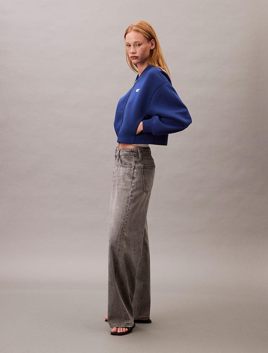 Smooth Cropped Relaxed Bomber Jacket Product Image