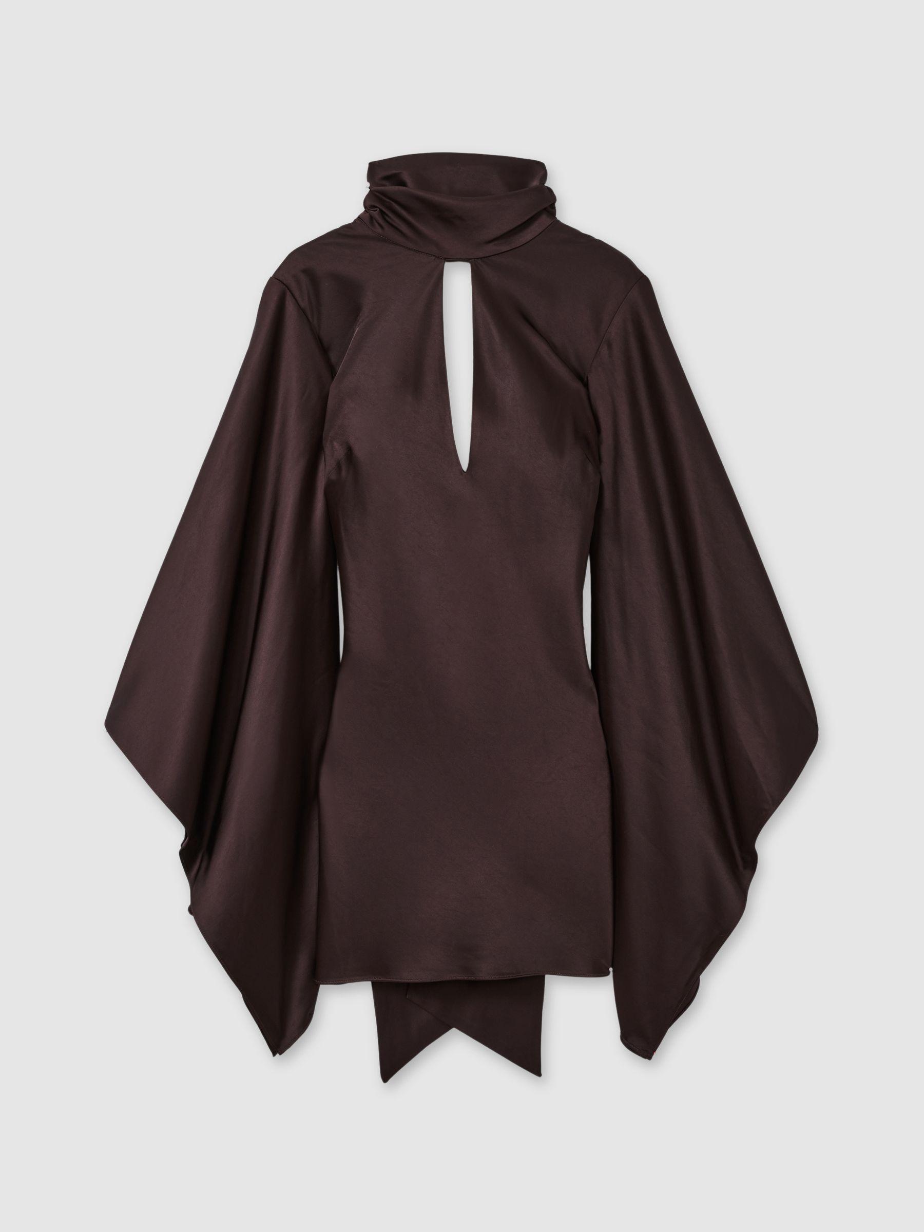 Significant Other Cape-Sleeve Mini Dress in Chocolate Product Image