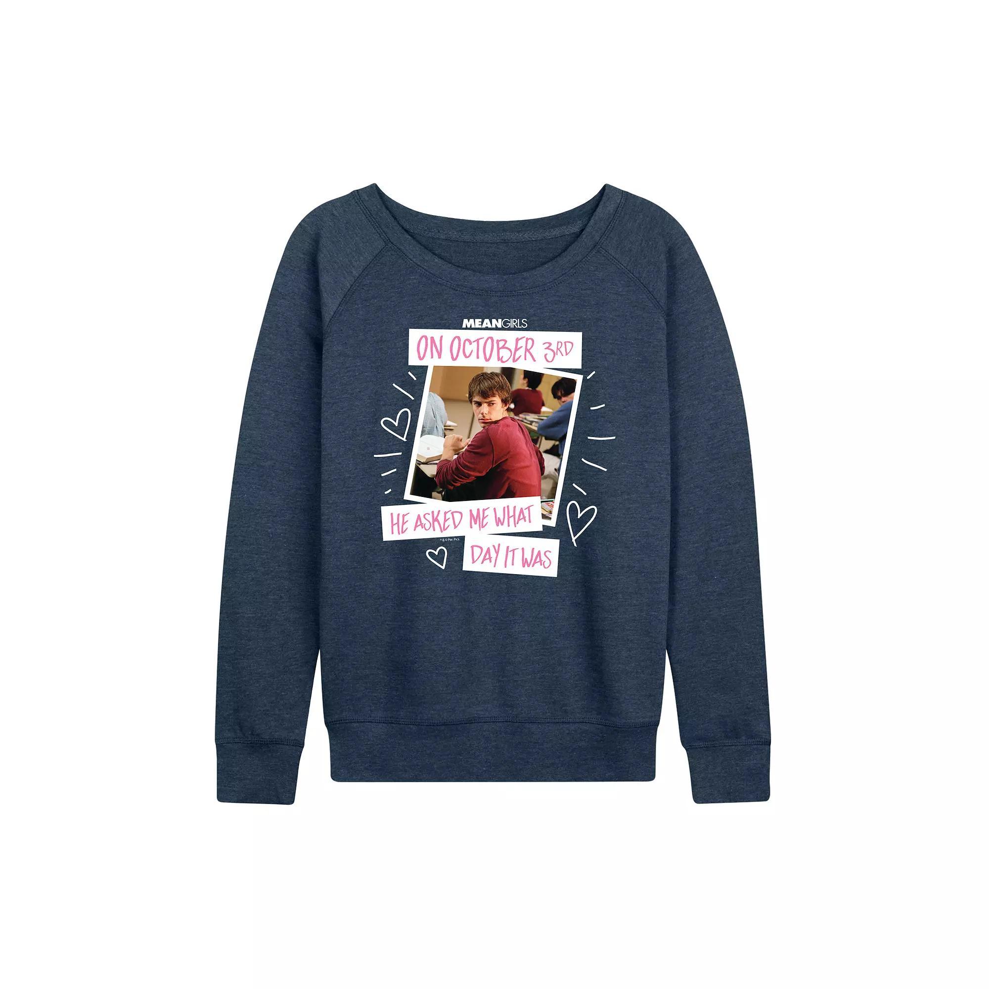Womens Mean Girls October 3rd French Terry Long Sleeve Tee Heather Grey Product Image