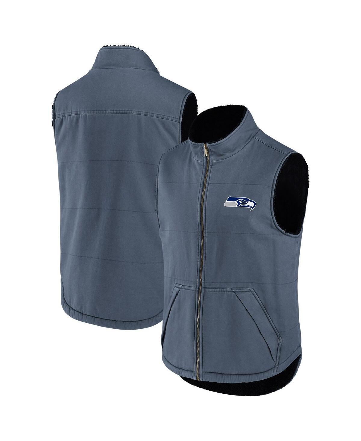 Men's NFL x Darius Rucker Collection by Fanatics College Navy Seattle Seahawks Sherpa-Lined Full-Zip Vest, Size: Small, Blue Product Image