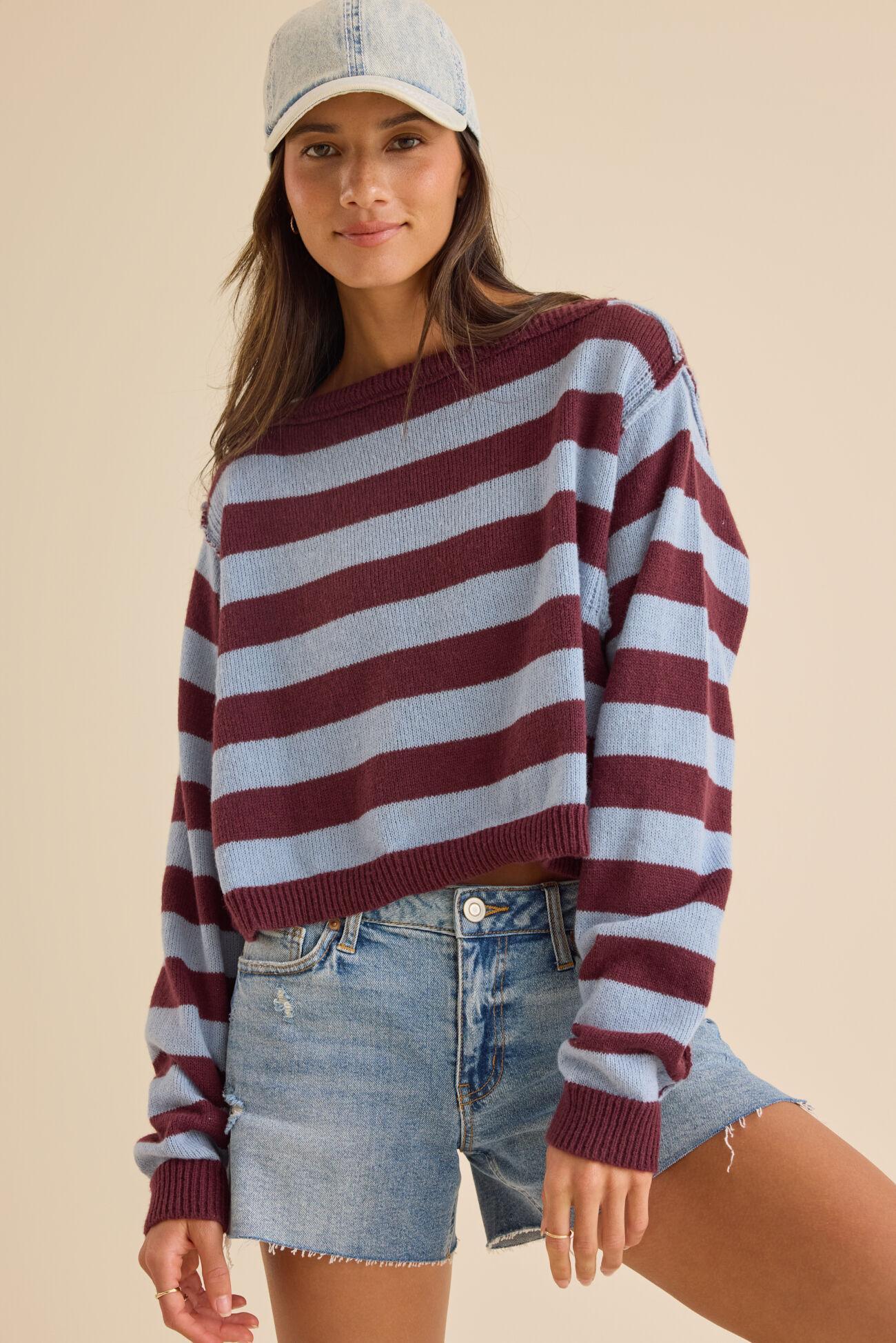 Clarke Striped Crop Sweater Product Image