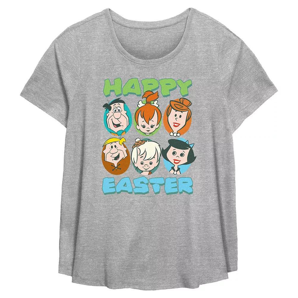 Plus Size The Flintstones Happy Easter Flowy Graphic Tee, Women's, Size: 2XL, Grey Gray Product Image