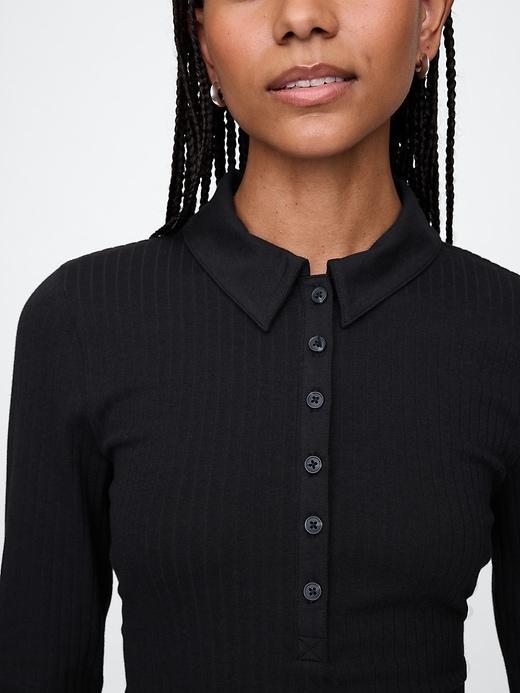 Modern Wide Rib Cropped Polo Shirt Product Image