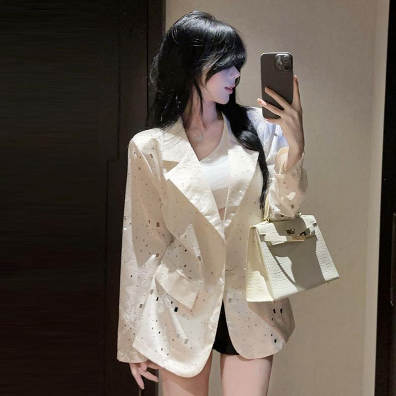 One Buttoned Glitter Blazer Product Image