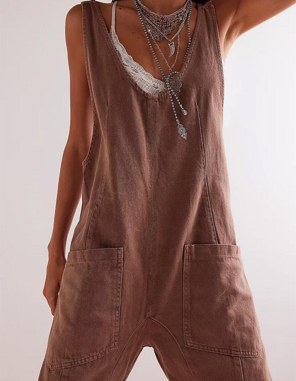 FREE PEOPLE High Roller Womens Jumpsuit - BROWN Product Image