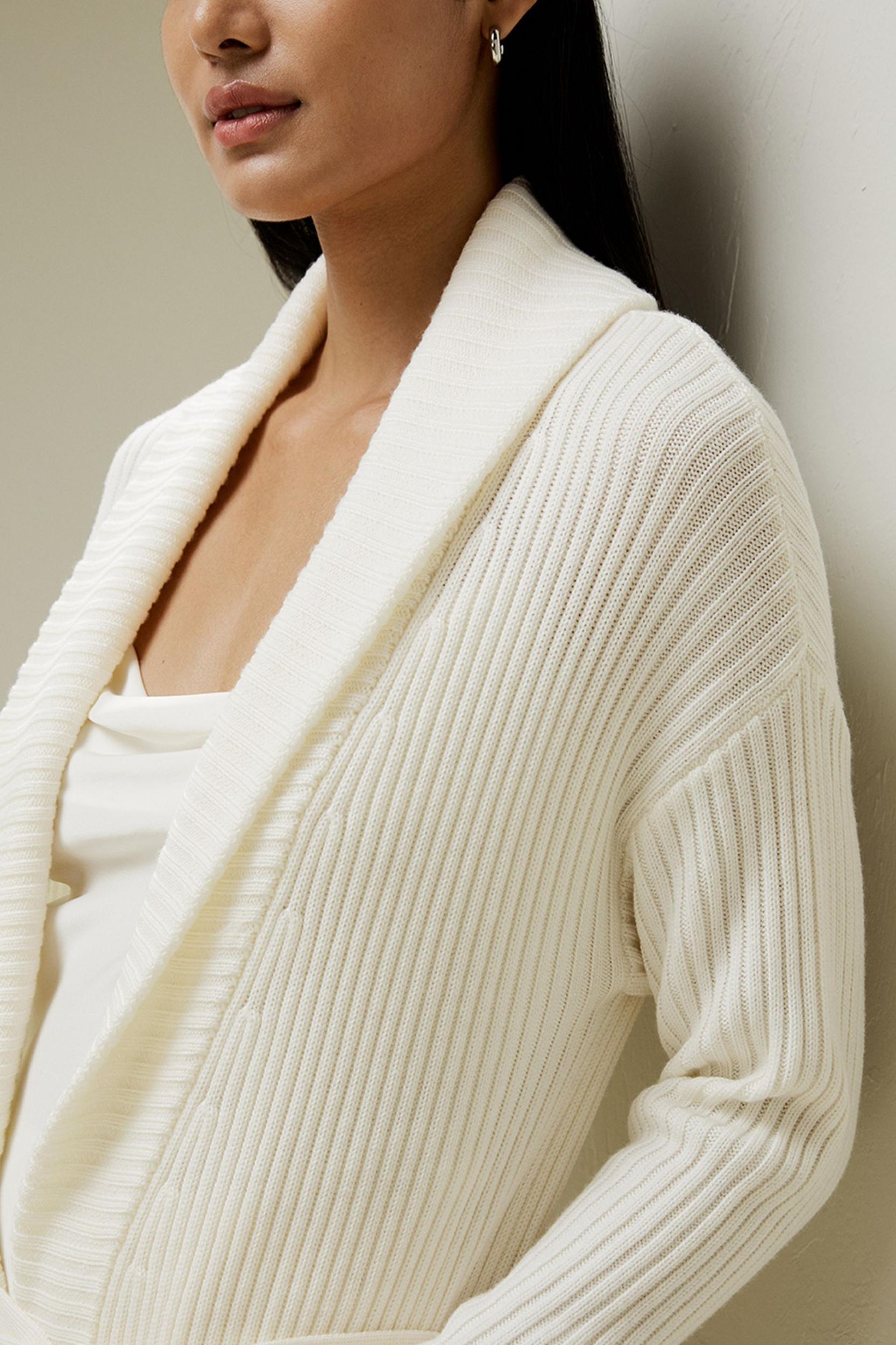 Merino Wool Shawl Collar Cardigan Product Image