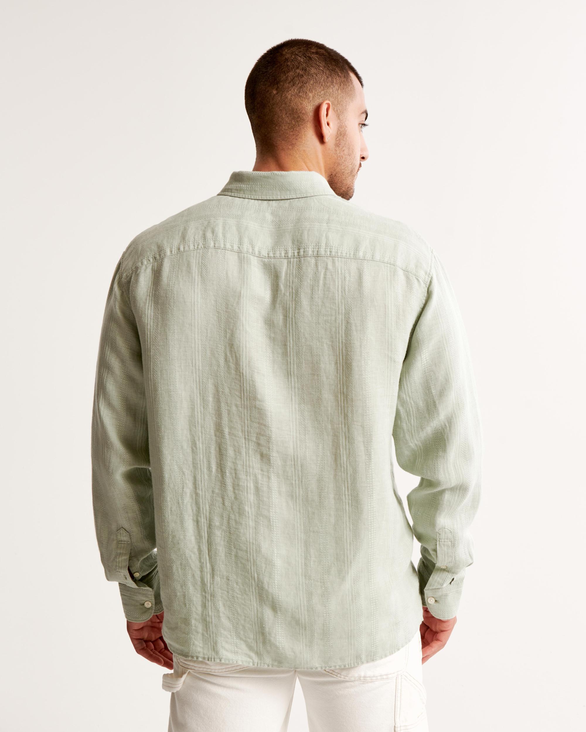 Summer Linen-Blend Button-Up Shirt Product Image
