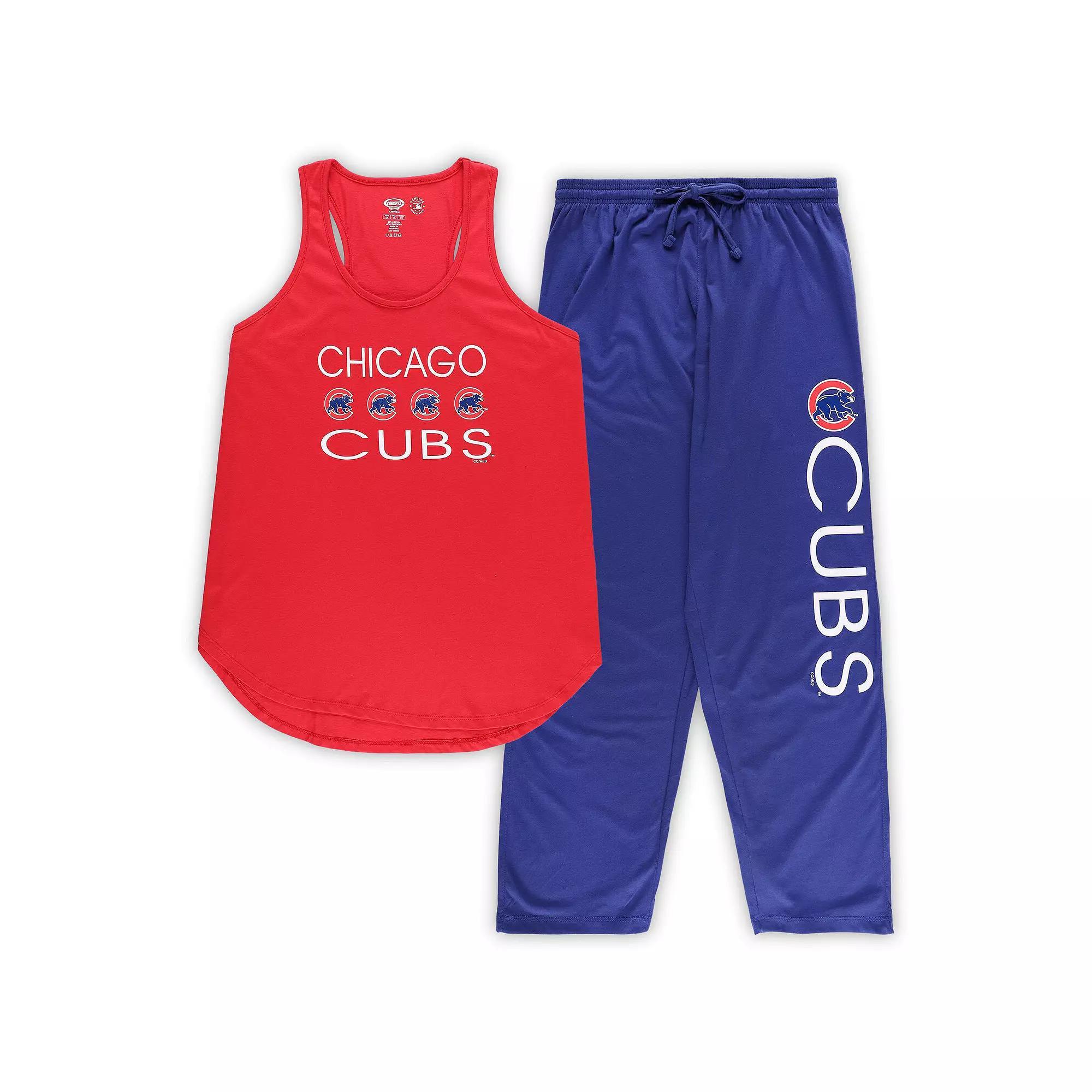 Women's Concepts Sport Red/Royal Chicago Cubs Plus Size Meter Tank Top & Pants Sleep Set, Size: 2XL Product Image