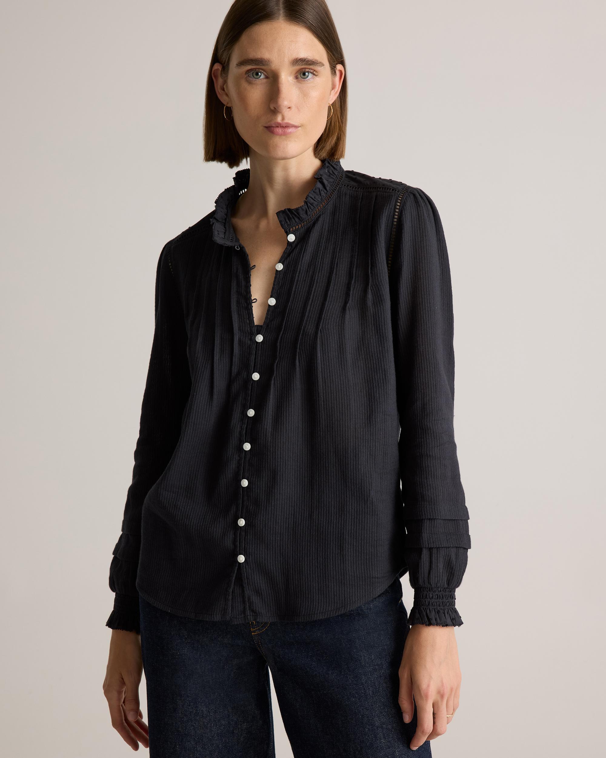 Quince | Women's Organic Textured Cotton Peasant Blouse Size XL, Organic Cotton Product Image