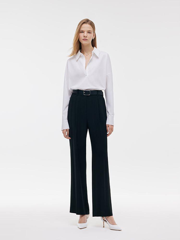 Lapel Oversized V-Neck Women Shirt Product Image