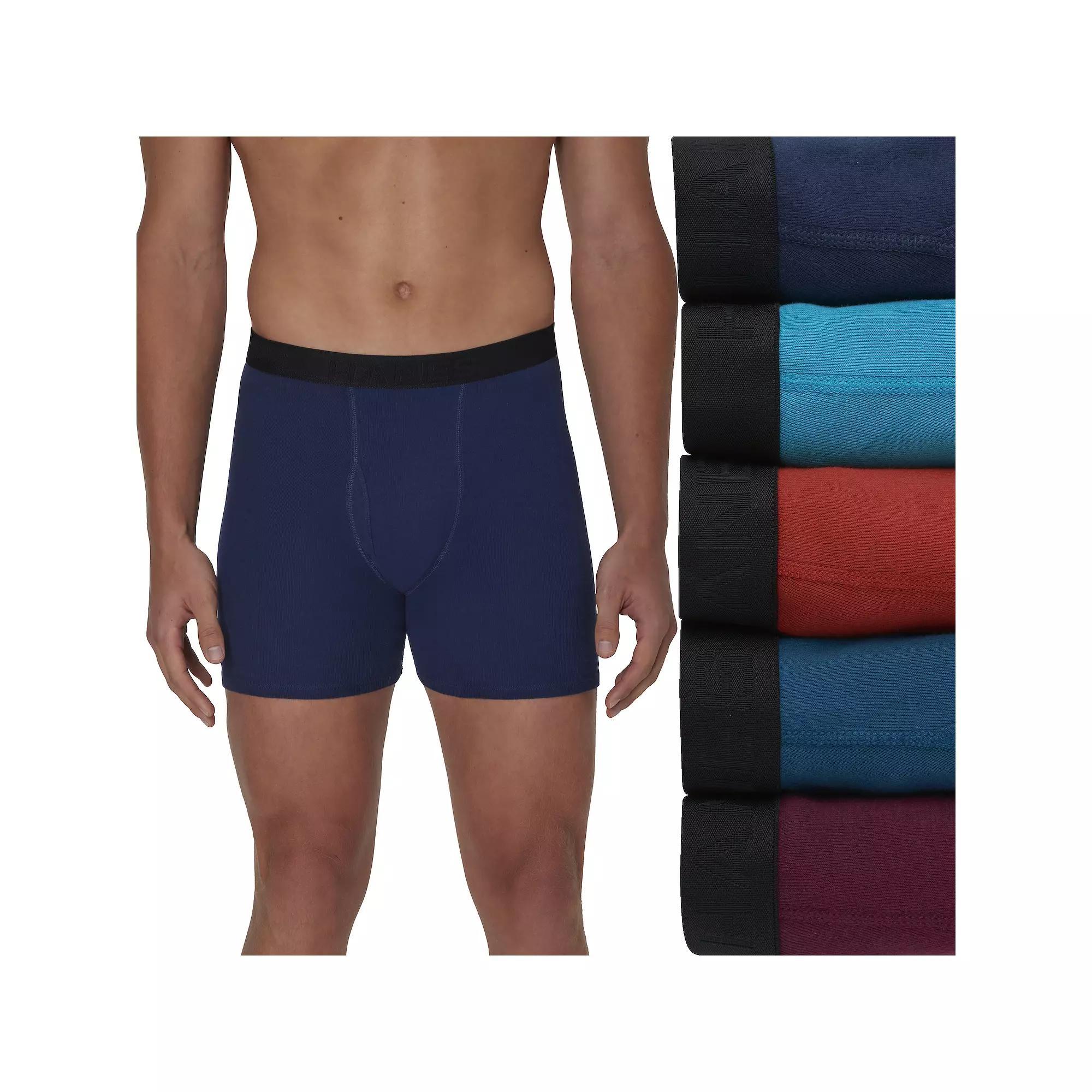 Hanes Ultimate 5-Pack Men's Ringer Style Boxer Brief Underwear, Size: XL, Blue Orange Assorted Product Image
