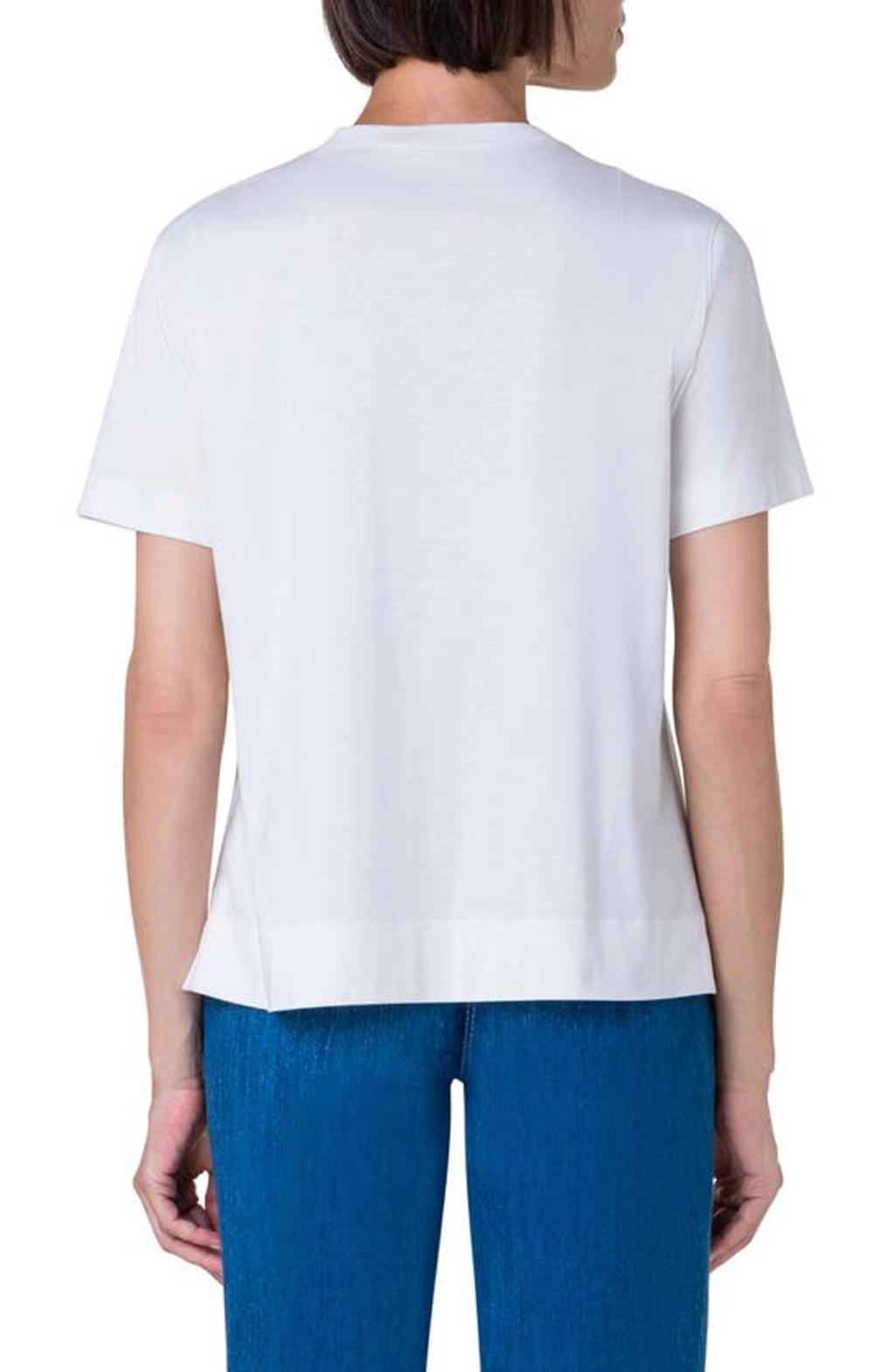 AKRIS PUNTO Flamingo Dot Cotton Graphic T-shirt In Cream Product Image