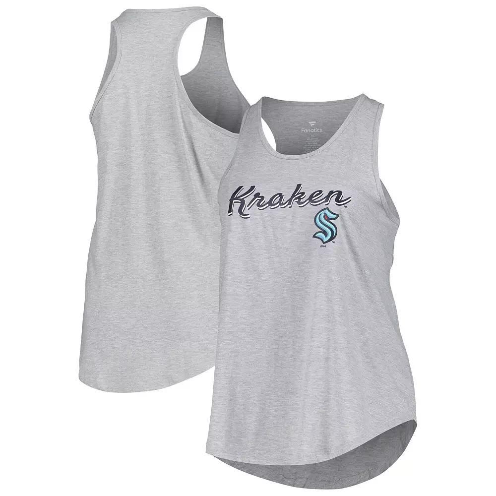Women's Fanatics Branded Heather Gray Seattle Kraken Plus Size Racerback Tank Top, Size: 1XL, Krk Grey Product Image