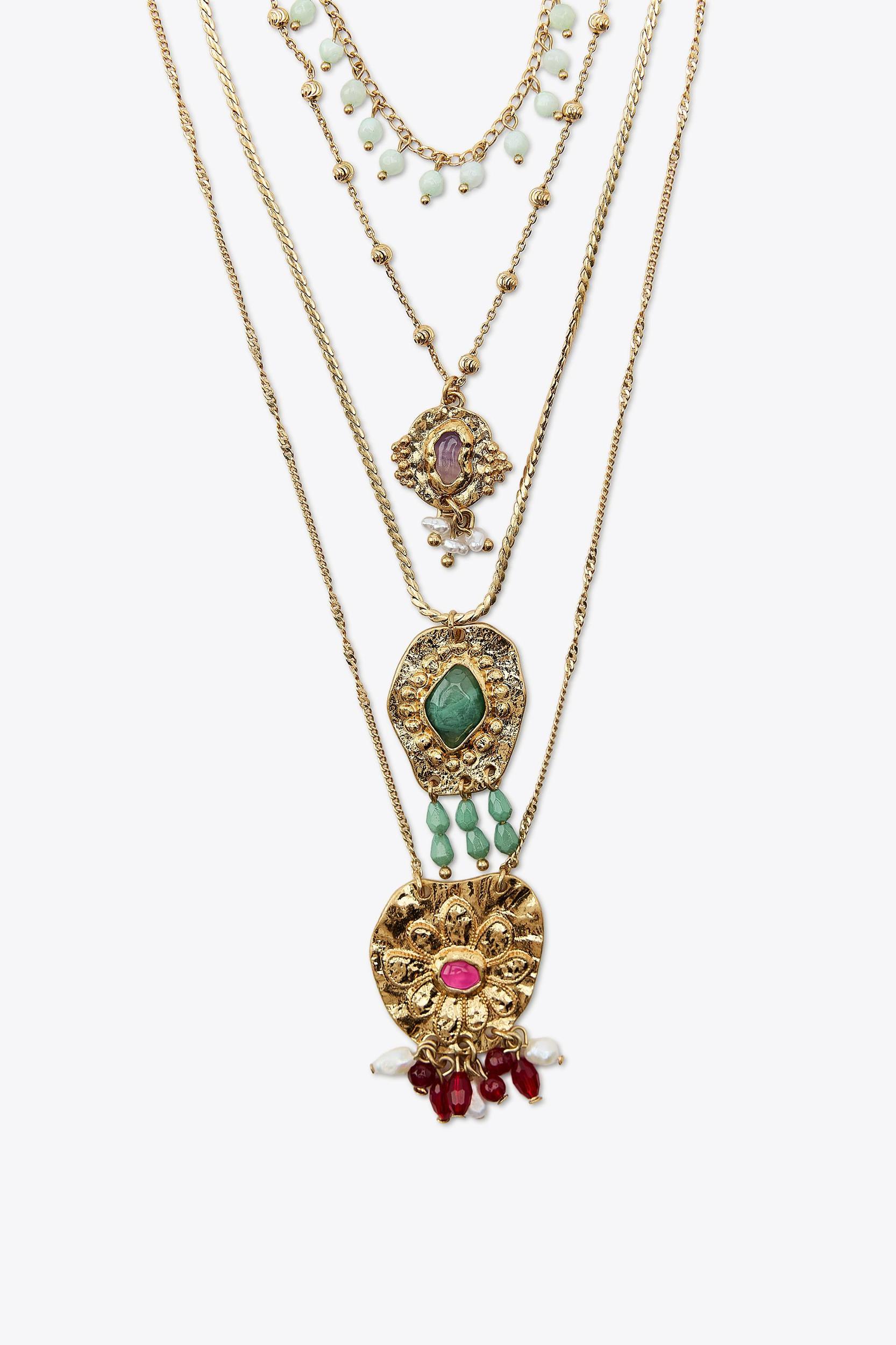 4-PACK BEADED MEDALLION NECKLACES Product Image
