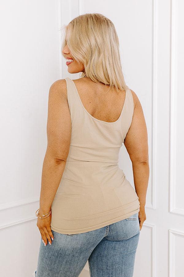 Easily Styled Seamless Tank in Beige Curves Product Image